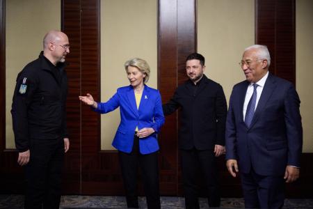 Денис Шмигаль взяв участь у зустрічі Володимира Зеленського з Урсулою фон дер Ляєн та Антоніу Коштою