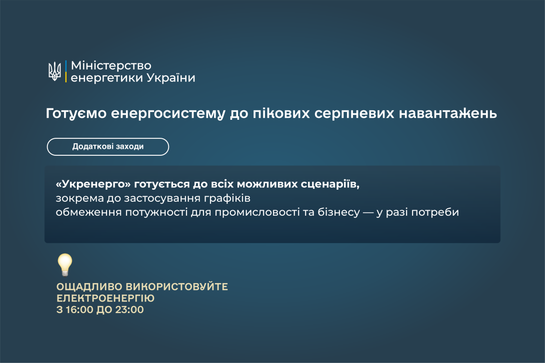 Міненерго вживає заходів для стабільної роботи енергосистеми в період літніх пікових навантажень, - Денис Шмигаль
